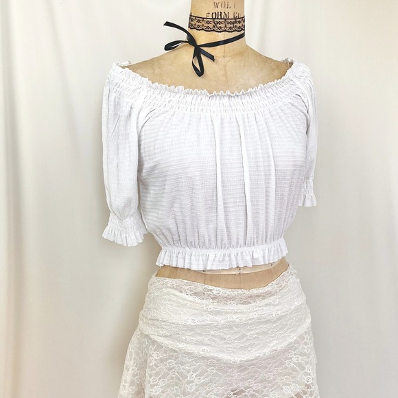 Ethereal Zara Peasant Top Off Shoulder Cottegecore Dainty Angelic Fairy Size S - Picture 5 of 12